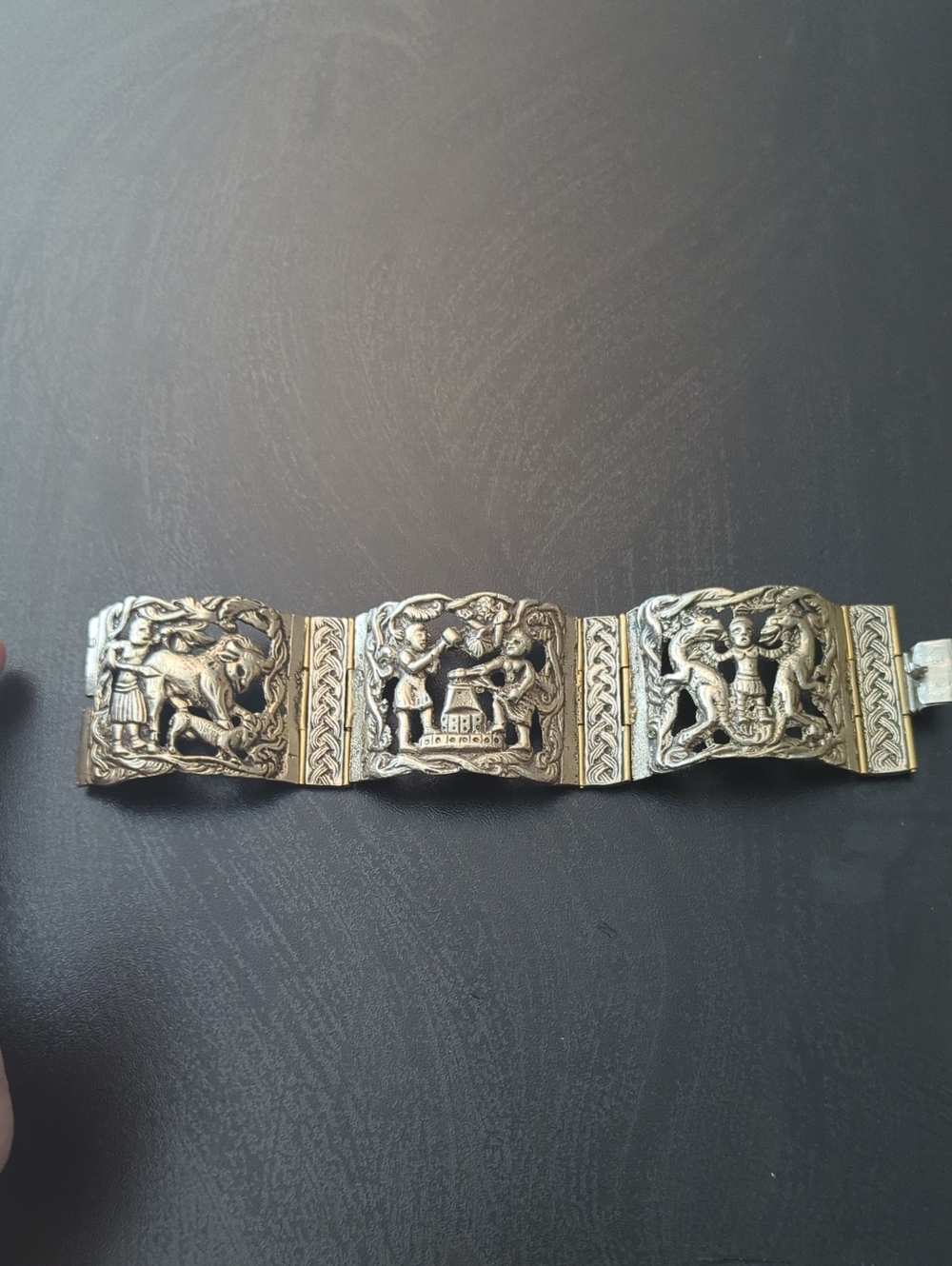 Vintage Coin Silver Italian Panel Bracelet